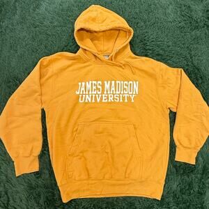 James Madison University Pullover Mustard Colored Sweatshirt Hoodie Sz Medium